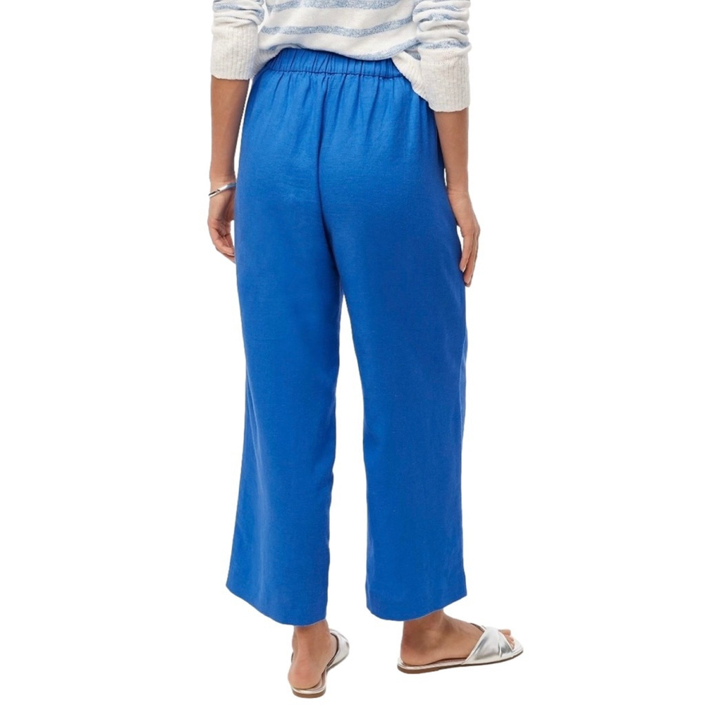 J.Crew Linen-Blend Pleated Wide Leg Crop Pants Santorini Blue Size 14 NWT - Picture 2 of 7